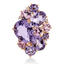 Anhänger 750 Rotgold 10 Turmaline 8ct pink 6 Brillanten 0,05ct TW-SI 24,5x17,8mm