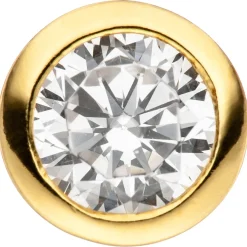 Anhänger rund 6,5mm mit Zirkonia weiß 925 Silber vergoldet Halsschmuck Damen