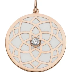 Anhänger rund Ø30mm 925 Silber rot-vergoldet Zirkonia Emaille-Einlagen Amulett