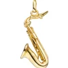 Anhänger Saxophon Saxofon aus 925 Silber vergoldet 26x11,6mm Halsschmuck