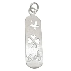Anhänger Schild Kleeblatt Lucky Schmetterling 925 Silber Glückszeichen
