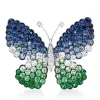 Anhänger Schmetterling 750 Weißgold 112 Tsavorithe 5,59ct grün mit Brillanten