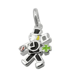 Anhänger Schornsteinfeger 12x10mm multicolor lackiert 925 Silber Kinder