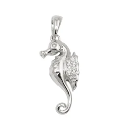 Anhänger Seepferdchen mit Zirkonia 22x10mm aus 925 Silber rhodiniert glänzend