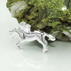 Anhänger springender Pferd 12x23mm aus echtem 925 Silber glänzend