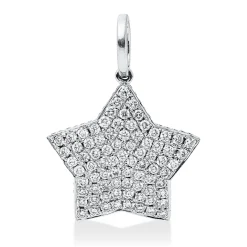 Anhänger Stern aus 750 Weißgold 80 Brillanten 0,82ct TW-VSI/SI 26,5x19mm mit Öse