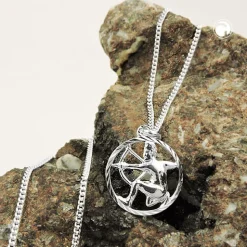 Anhänger Sternzeichen Schütze mit 1,4mm Flachpanzer-Kette aus 925 Silber 45cm