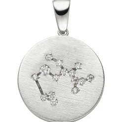 Anhänger Sternzeichen Schütze 15 Zirkonia 925 Silber mattiert rund Halsschmuck