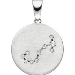 Anhänger Sternzeichen Skorpion 10 Zirkonia 925 Silber mattiert rund Halsschmuck