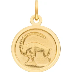 Anhänger Sternzeichen Steinbock aus 333 Gold Gelbgold mattiert rund Ø 12mm