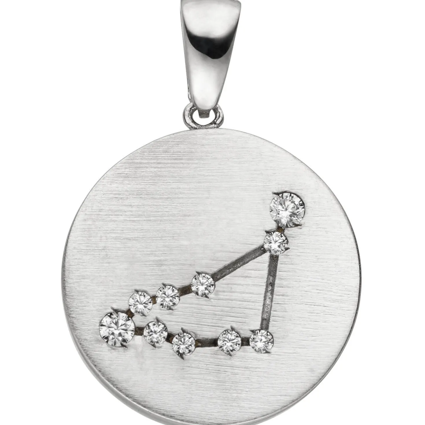 Anhänger Sternzeichen Steinbock 10 Zirkonia 925 Silber mattiert rund Halsschmuck