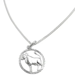 Anhänger Sternzeichen Stier mit 1,4mm Flachpanzer-Kette aus 925 Silber 45cm
