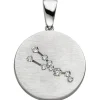 Anhänger Sternzeichen Stier mit 9 Zirkonia 925 Silber mattiert rund Halsschmuck