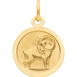 Anhänger Sternzeichen Widder aus 333 Gold Gelbgold mattiert rund Ø 12mm