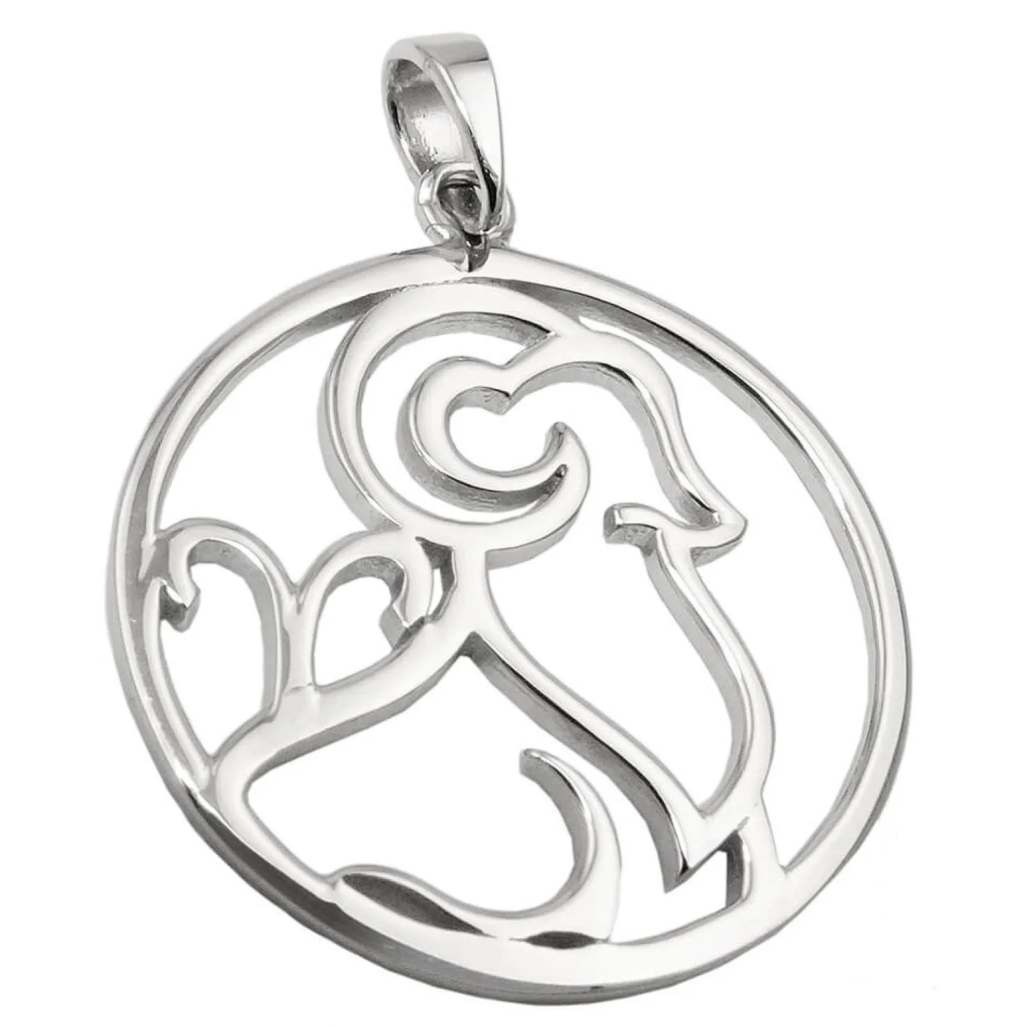 Anhänger Sternzeichen Widder 21mm aus 925 Silber rhodiniert glänzend