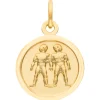 Anhänger Sternzeichen Zwilling aus 333 Gold Gelbgold mattiert rund Ø 12mm