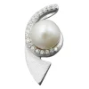 Anhänger Süßwasser Perle 7mm & Zirkonia weiß 925 Silber matt-glänzend