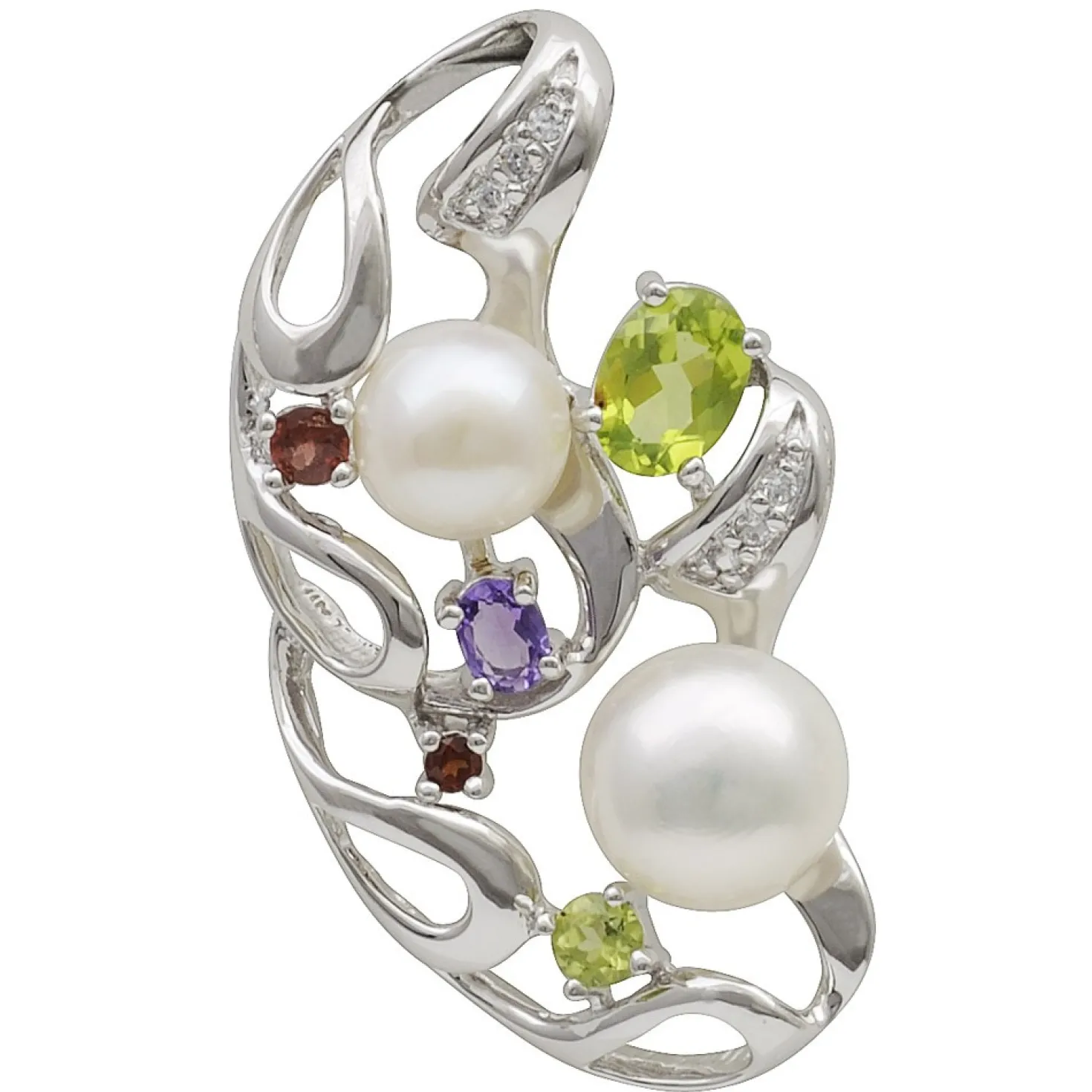 Anhänger Süßwasser Perlen Amethyst Granat Peridot multicolor 925 Silber Damen