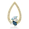 Anhänger Tropfen aus 585 Gelbgold 2 Topase 0,43ct London Blue mit Diamanten