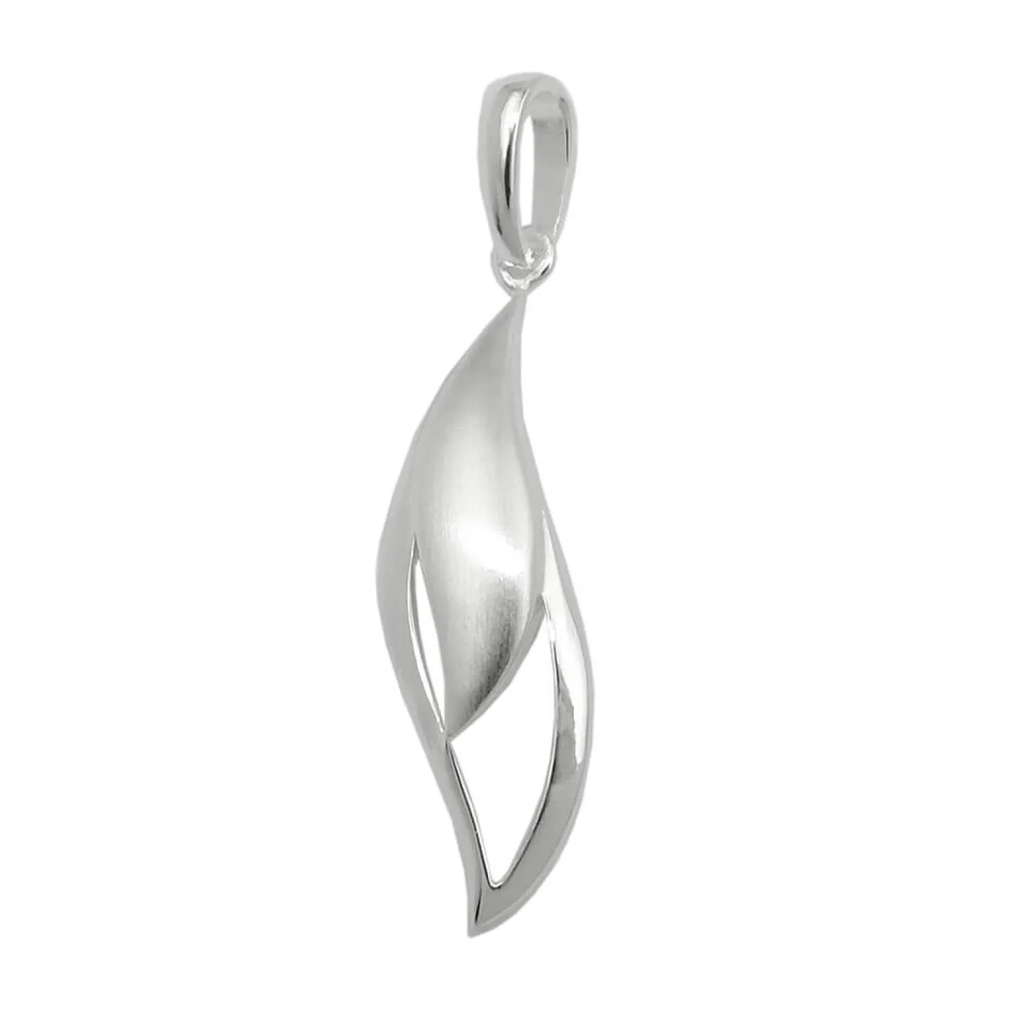Anhänger Tropfenform gewellt 25x8mm aus 925 Silber matt-glänzend