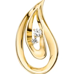 Anhänger Tropfen 22,3x12,3mm aus 585 Gold Gelbgold mit 2 Diamanten 0,07 Ct.