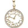 Anhänger Uhr mit Pfeilen und Ziffer 333 Gold Gelbgold 36 Zirkonia rundum Ø16,3mm