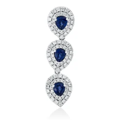 Anhänger 750 Weißgold 3 Saphire 1,18ct blau 93 Brillanten 0,93ct TW-SI 33,9x9,5mm