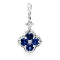 Anhänger 750 Weißgold 4 Saphire 1,1ct blau 40 Brillanten 0,29ct TW-SI 24,5x12,3mm