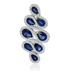 Anhänger 750 Weißgold 8 Saphire 4,04ct blau 121 Brillanten 0,53ct TW-SI 34,7x17mm