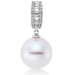 Anhänger 750 Weißgold Südsee-Perle 11mm weiß 28 Diamanten 0,23ct W-SI 23,5x4mm