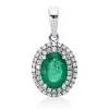 Anhänger 750 Weißgold Smaragd 0,93ct grün 50 Brillanten 0,15ct TW-SI 17,2x9mm