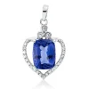 Anhänger 750 Weißgold Tansanit 2,62ct blau 24 Brillanten 0,15ct F-SI 21,6x13mm