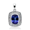 Anhänger 750 Weißgold Tansanit 2,13ct blau 32 Brillanten 0,17ct F-SI 21,3x12,5mm