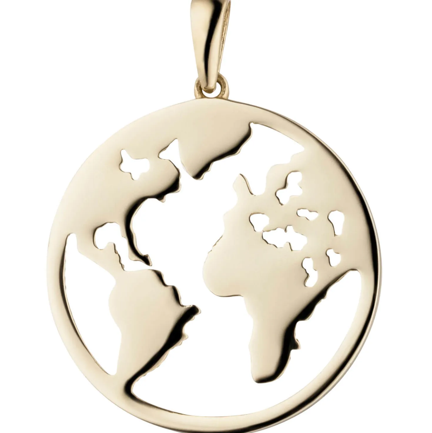 Anhänger Weltkarte aus 333 Gold Gelbgold rund Ø19,8mm flach glänzend Halsschmuck