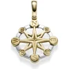 Anhänger Windrose Kompass 42,5x29,5mm aus 585 Gold Gelbgold & Weißgold bicolor