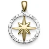 Anhänger Windrose Kompass 24x18mm aus 585 Gold Gelbgold Weißgold glänzend
