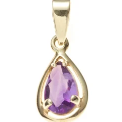 Anhänger 7,7x13,9mm Amethyst hellviolett Tropfen spitzoval 333 Gold Gelbgold