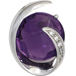 Anhänger 11,5x15,6mm Amethyst lila & Diamanten 0.02Ct W/P1 585 Gold Weißgold
