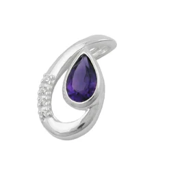 Anhänger 18x10mm Amethyst Zirkonia lila violett 925 Silber Silberanhänger Damen