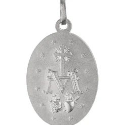 Anhänger 15,3x23,1mm Amulett Milagrosa oval 925 Silber rhodiniert teilmattiert