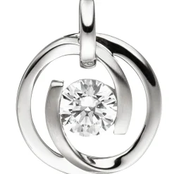 Anhänger 13,1x16,3mm aus 333 Gold Weißgold mattiert mit Zirkonia weiß Damen