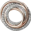 Anhänger 25,7x24,7mm aus 925 Silber bicolor rotgold vergoldet mit 44 Zirkonia