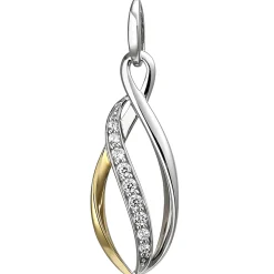 Anhänger 10,9x28mm aus 925 Silber bicolor vergoldet 9 Zirkonia Silberanhänger