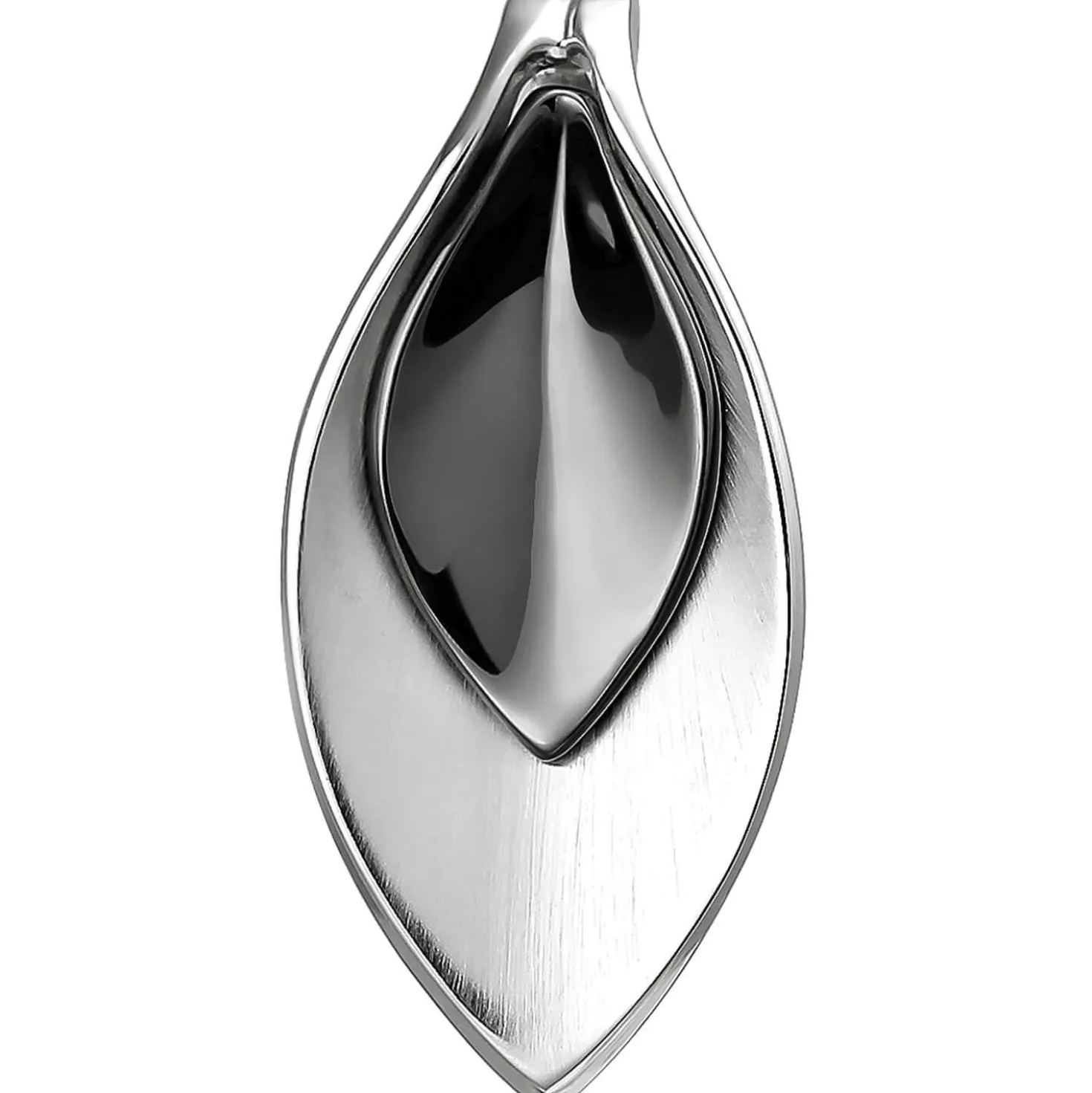 Anhänger 16x34,2mm aus 925 Silber Blatt bicolor & schwarz teilrhodiniert
