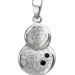 Anhänger 9,9x16,4mm aus 925 Silber mit Struktur 2 schwarze Zirkonia rhodiniert