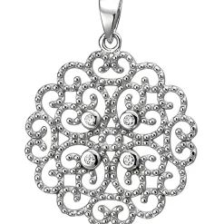 Anhänger 20,6x23,1mm aus 925 Silber mit 4 weißen Zirkonia mit Ornament
