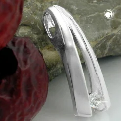 Anhänger 20,5x7mm aus 925 Silber mit Zirkonia schlicht Silberanhänger Damen
