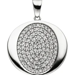 Anhänger 23,9x25mm aus 925 Silber mit 93 Zirkonia weiß in der Mitte rhodiniert