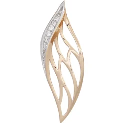 Anhänger 9,3x27,1mm Blatt mit Spitzen 8 Diamanten 0.05Ct W/SI 585 Gold Rotgold