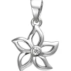 Anhänger 10,8x12,2mm Blume aus 925 Silber mit weißem Zirkonia Silberanhänger